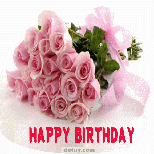 pink roses birthday gif card